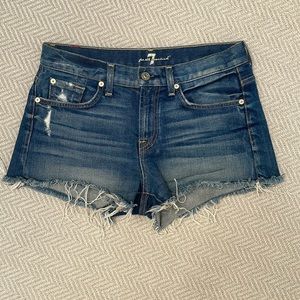 7 FOR ALL MANKIND Distressed Cut Off Denim Jean Shorts